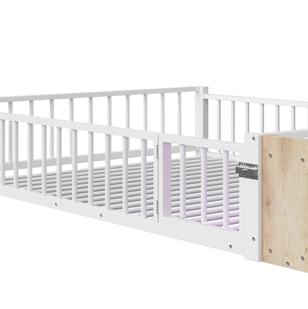 Letto per bambini in metallo con LED e vano 140x200 cm