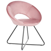 Poltrona Tappezzata in velluto rosa Senza braccioli Base a croce nera Struttura in acciaio Design retrò