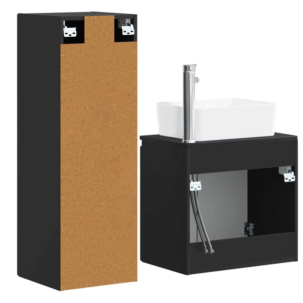 Set di mobili per il bagno 2 pz Nero 33 x 34,5 x 100 cm 3406124