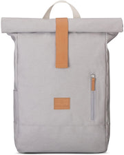 Borsa da Spalla per Uomo e Donna Grigia - Adam Medio - Rolltop con Tasca per Laptop per Scuola di Economia - 15L - Canapa Cotone - Impermeabile