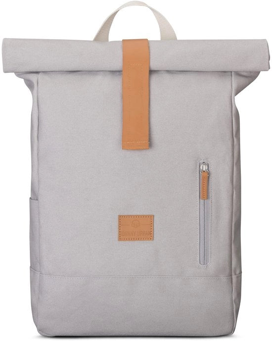 Borsa da Spalla per Uomo e Donna Grigia - Adam Medio - Rolltop con Tasca per Laptop per Scuola di Economia - 15L - Canapa Cotone - Impermeabile