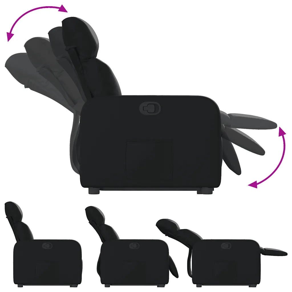 Poltrona Alzapersona Reclinabile Nera in Similpelle 3206749