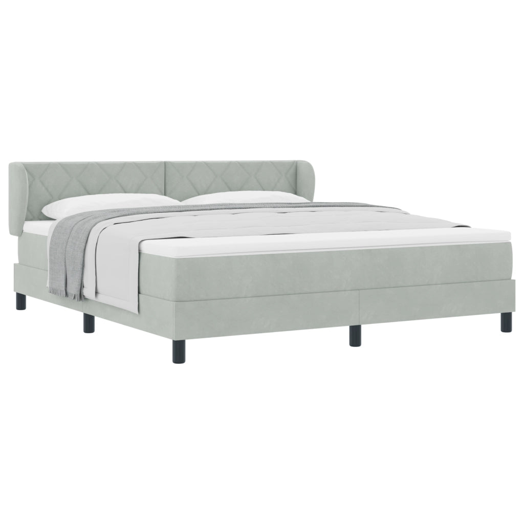 Letto Box Spring  con Materasso Grigio Chiaro 180x200 cm in Velluto