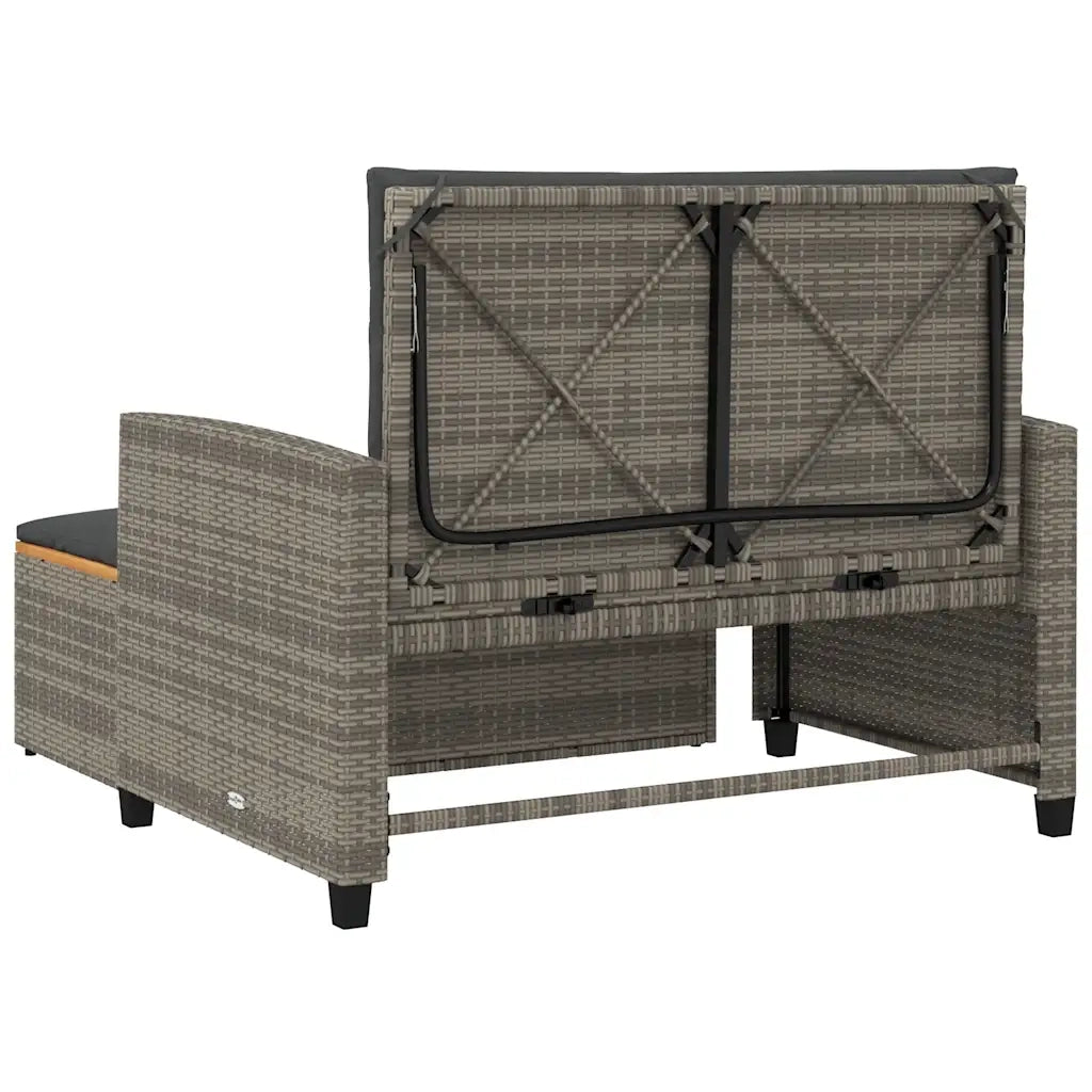 Divano Giardino con Cuscini 2 Posti-Sofa da giardino Grigio in Polyrattan Acacia