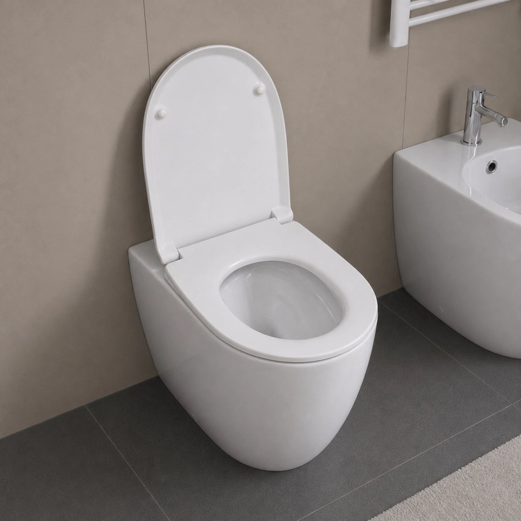 Vaso wc ceramica serie venere a pavimento filo parete bianco lucido *** accessori senza brida, confezione 1