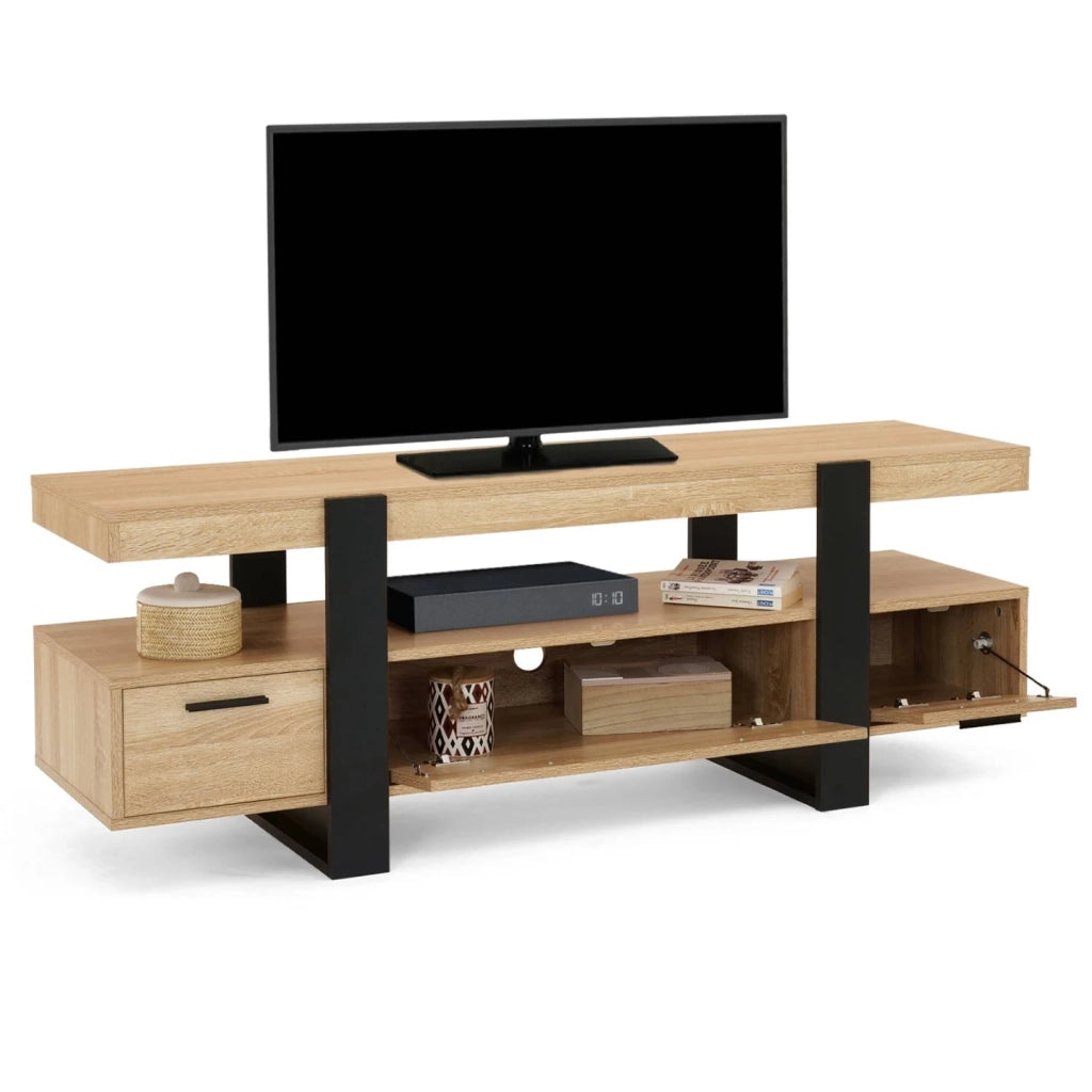IDMarket - Porta TV PHOENIX 140 cm con cassetti in legno e nero