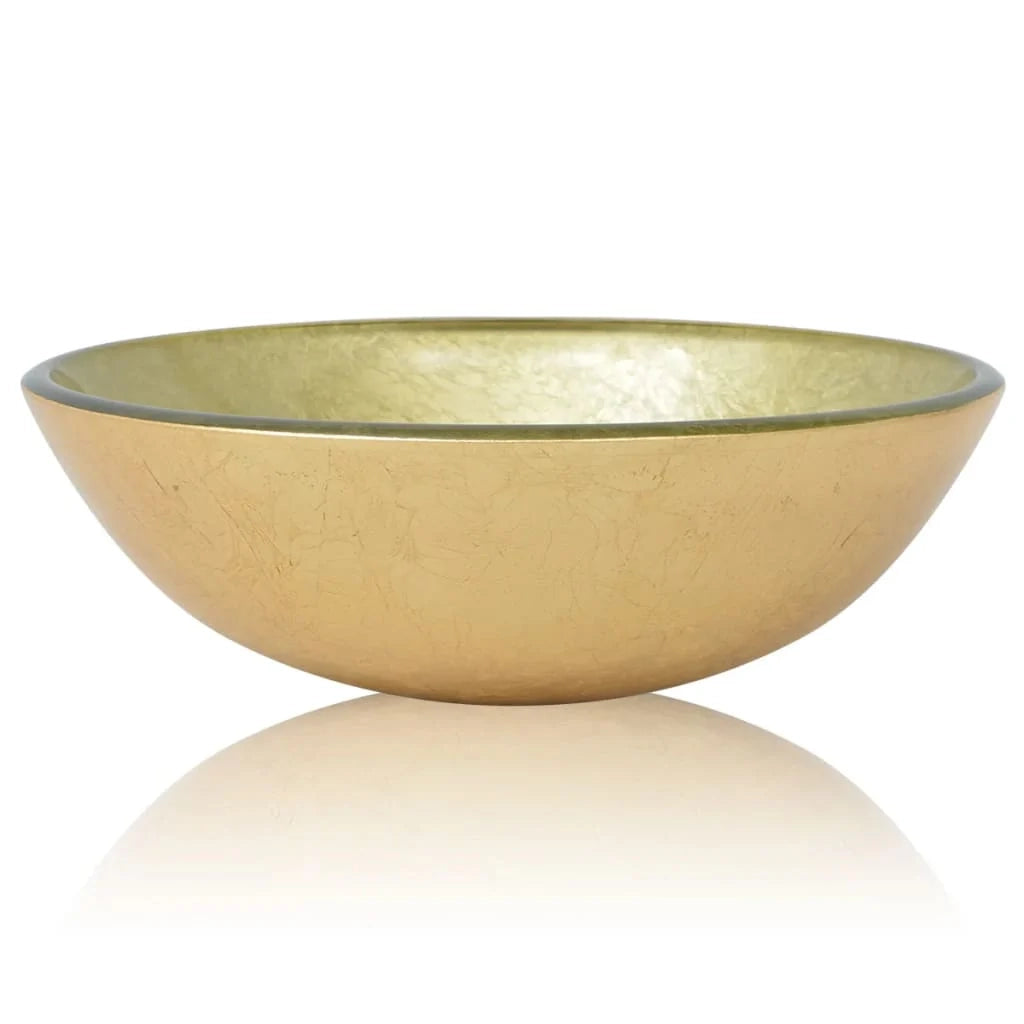 Lavabo da bagno in stile basco diametro 42 cm vetro temperato color oro 02_0002523