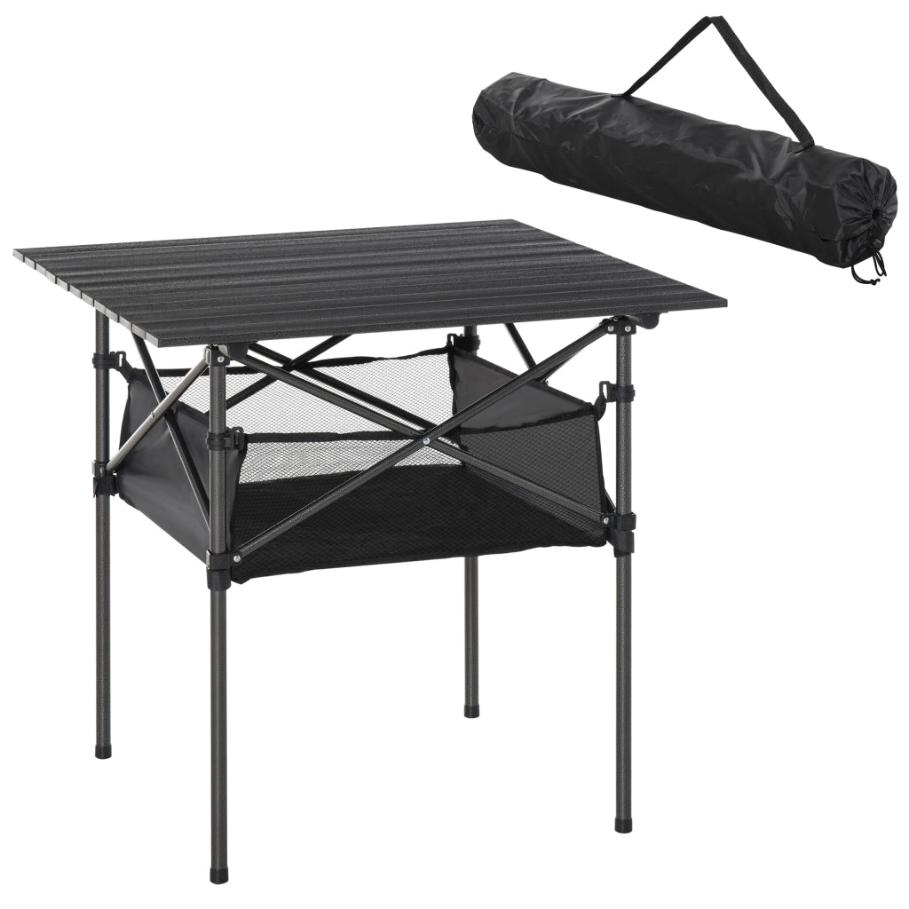 TAVOLO DA CAMPEGGIO 2 in 1 70x70x69 cm Alluminio Grigio con borsa
