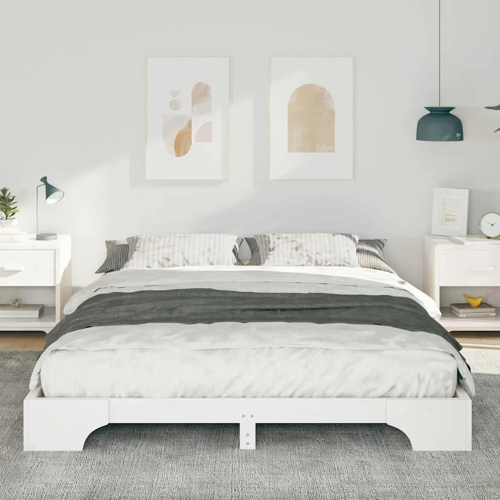 Struttura del letto Bianco 160 x 220 cm Pino massello 872924