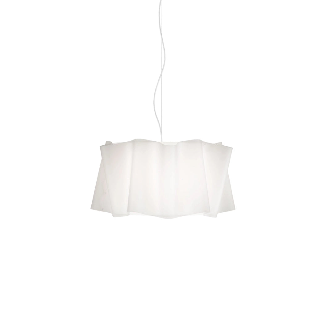 Sospensione Moderna Folio Polilux ® Bianco E Metallo Cromo 1 Luce E27 D50Cm