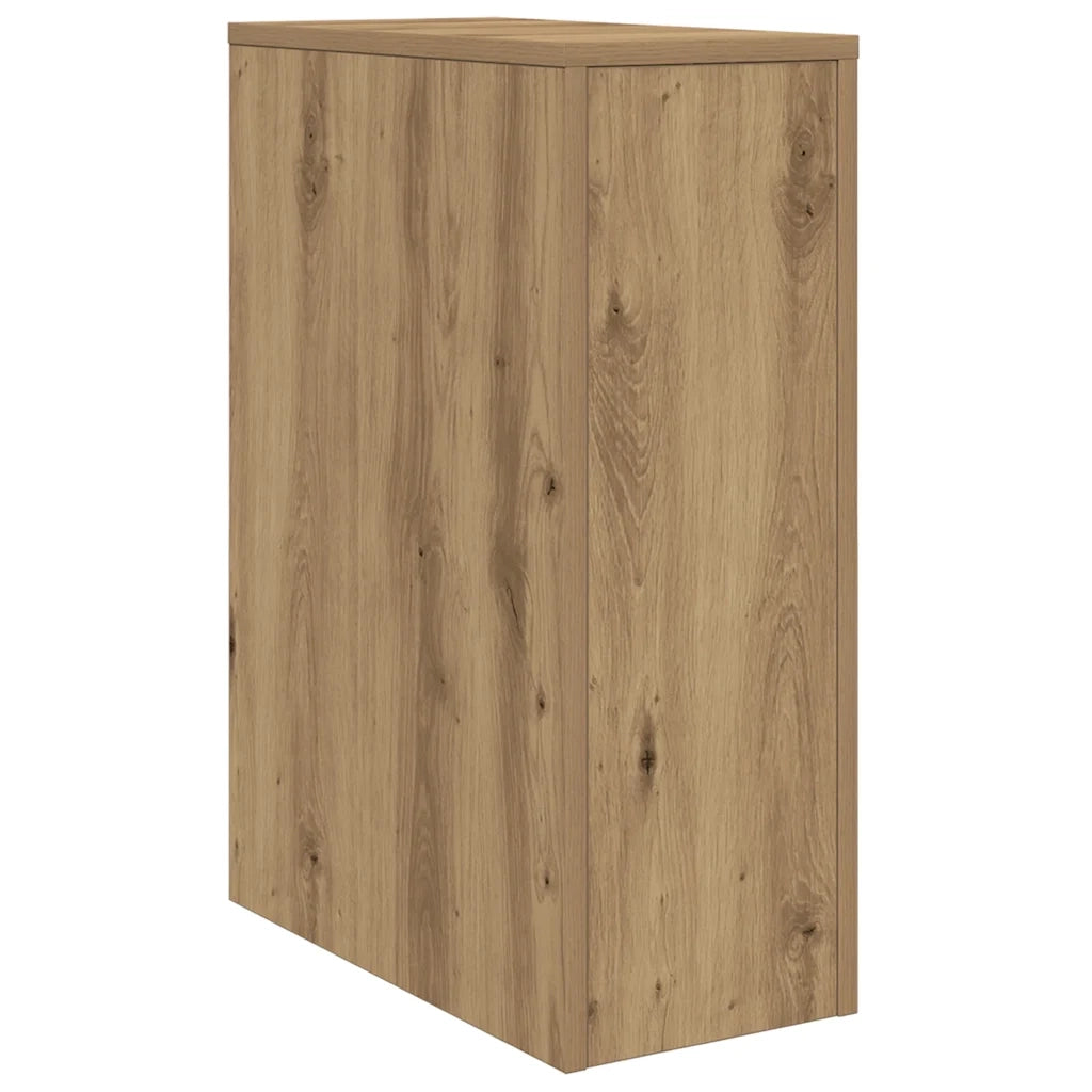 Mobile da Bagno Stretto con Ruote Rovere Artigianale Truciolato