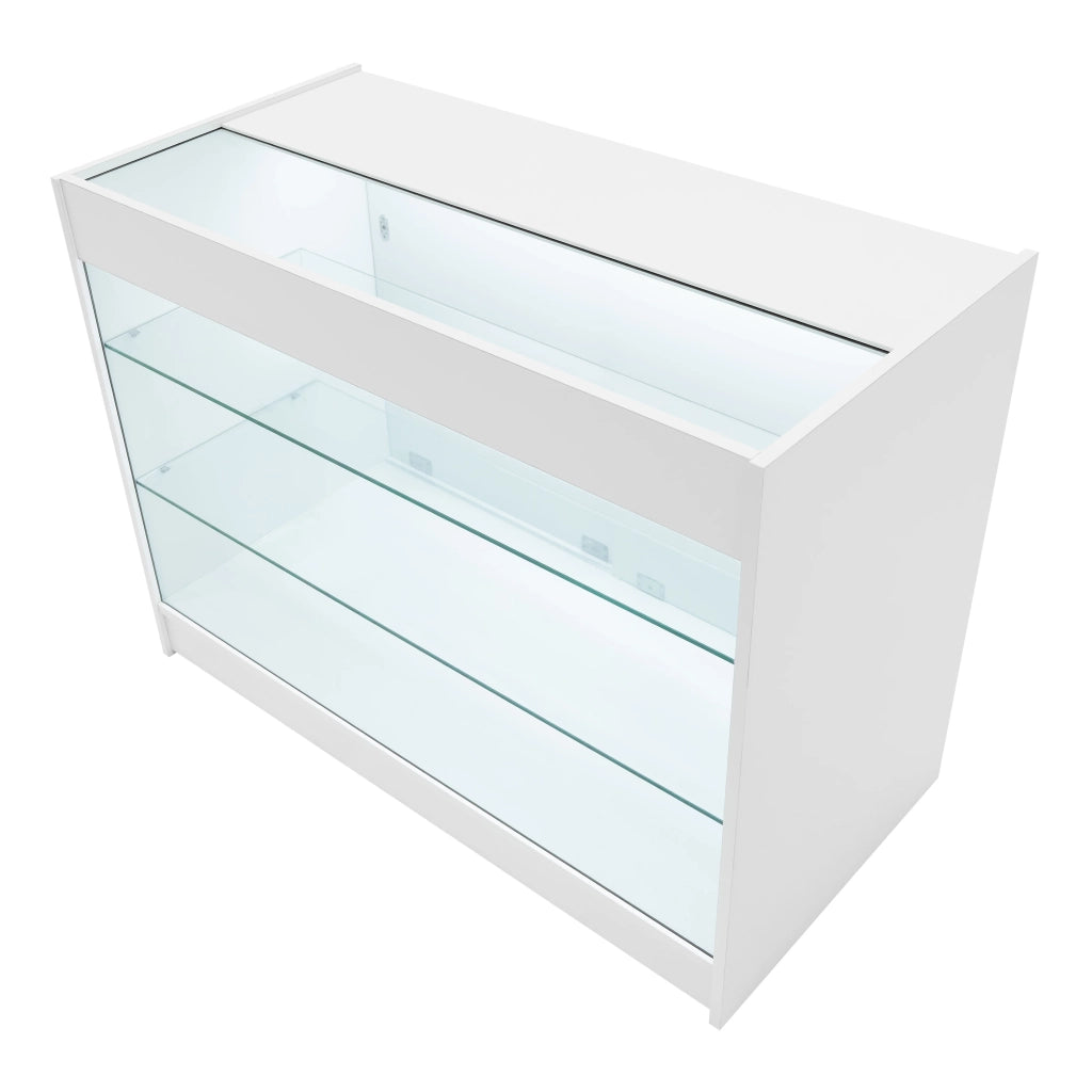Set Bancone Bianco Hera LED K1200 C1200 CM60 con Serratura e Vetrina Espositiva