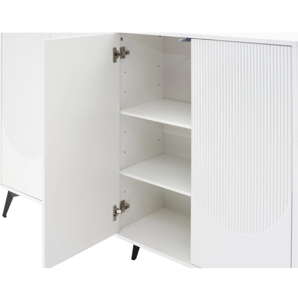 Credenza 160x35x100 cm con 4 ante e ripiani regolabili; bianco