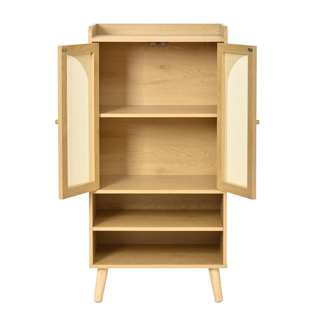 Mobile TV Rattan con 2 ante e 2 ripiani aperti - Zephmum- B60¡ÁT40¡ÁH121 cm grande capacit¨¤
