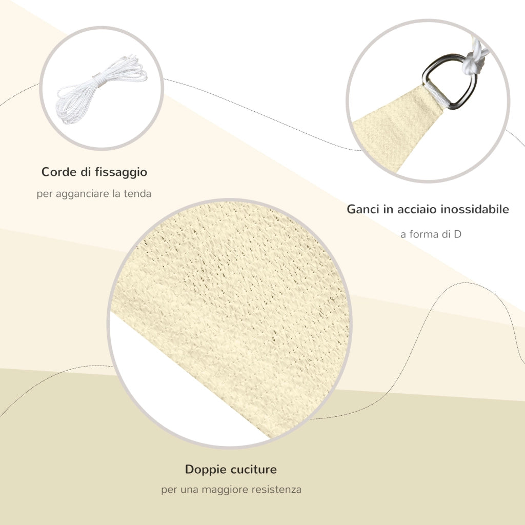Tenda Tendone parasole triangolare (colore: crema, dimensione: 6x6x6m)