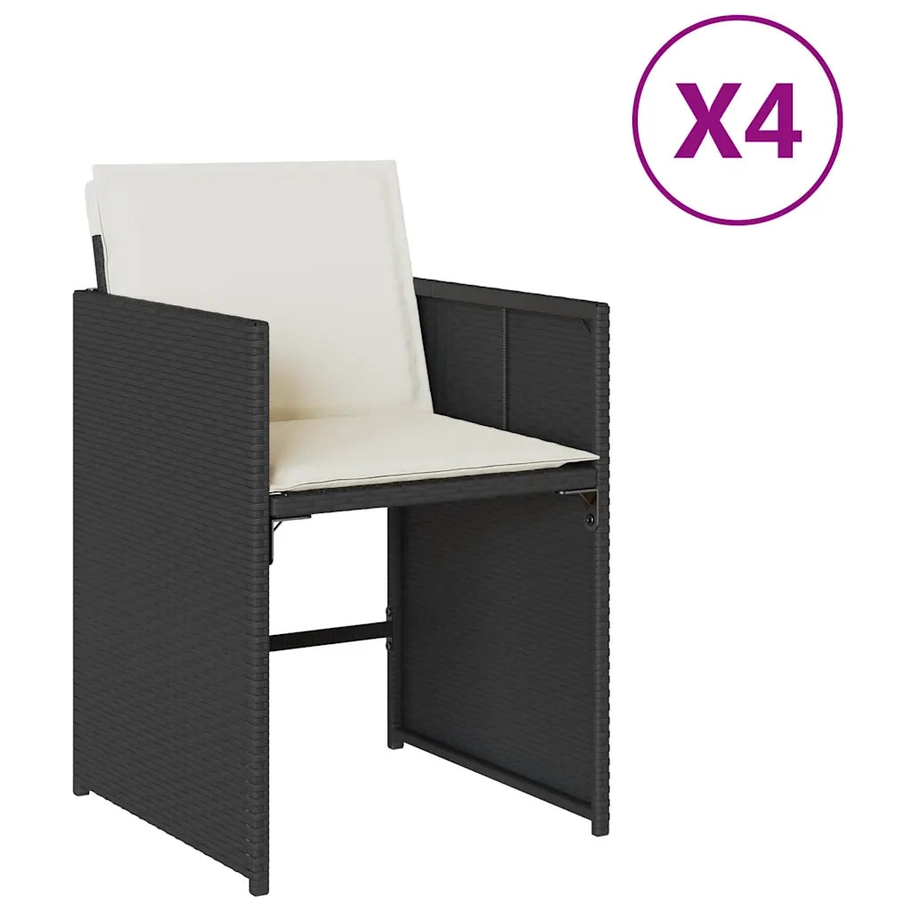 Sedie da Giardino con Cuscini 4 pz Nere in Polyrattan 364983