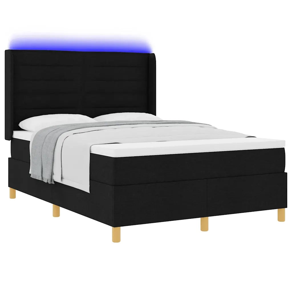Letto a molle con materasso Nero 140 x 190 cm Tessuto