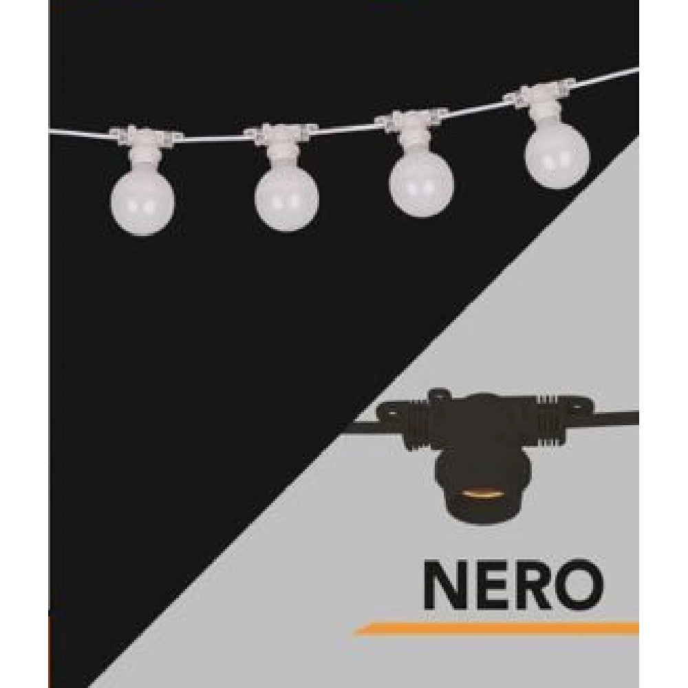Trade Shop - Catena Luminosa Per Esterno Ip44 Cordoniera Portalampada 10xe27 11 Metri St-lv - Nero