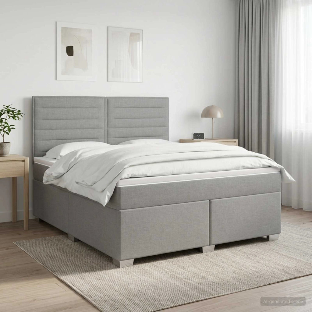 Letto box spring con materasso Grigio Chiaro 180 x 200 cm 3453458
