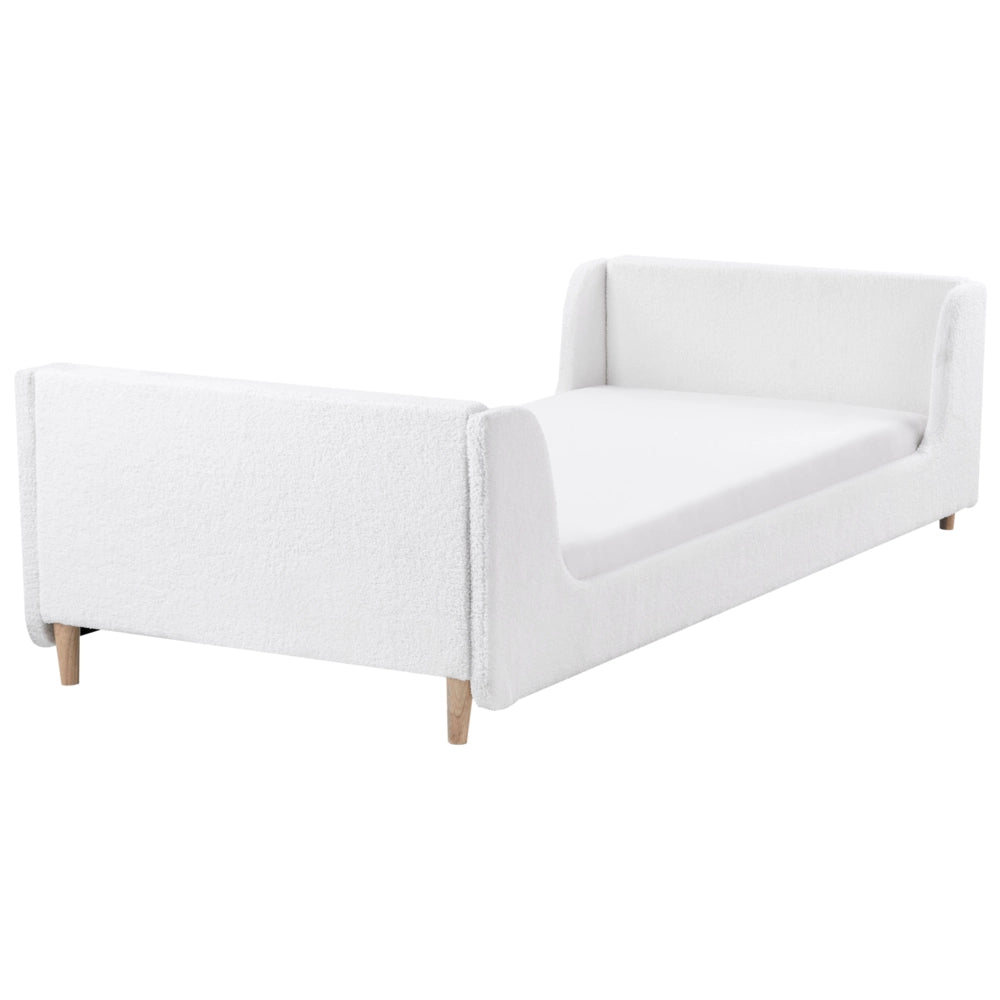 Letto singolo in bouclè bianco sporco con base a doghe 90 x 200 cm Camera da letto Bambini Camera Moderna Tradizionale