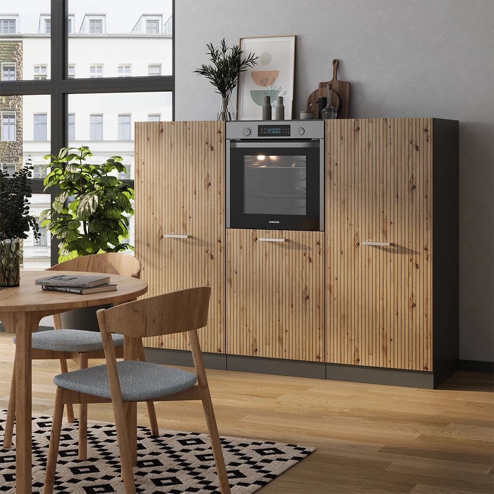 Vicco Cucine componibili piccole Rovere artigianale/antracite 180 cm senza piano di lavoro