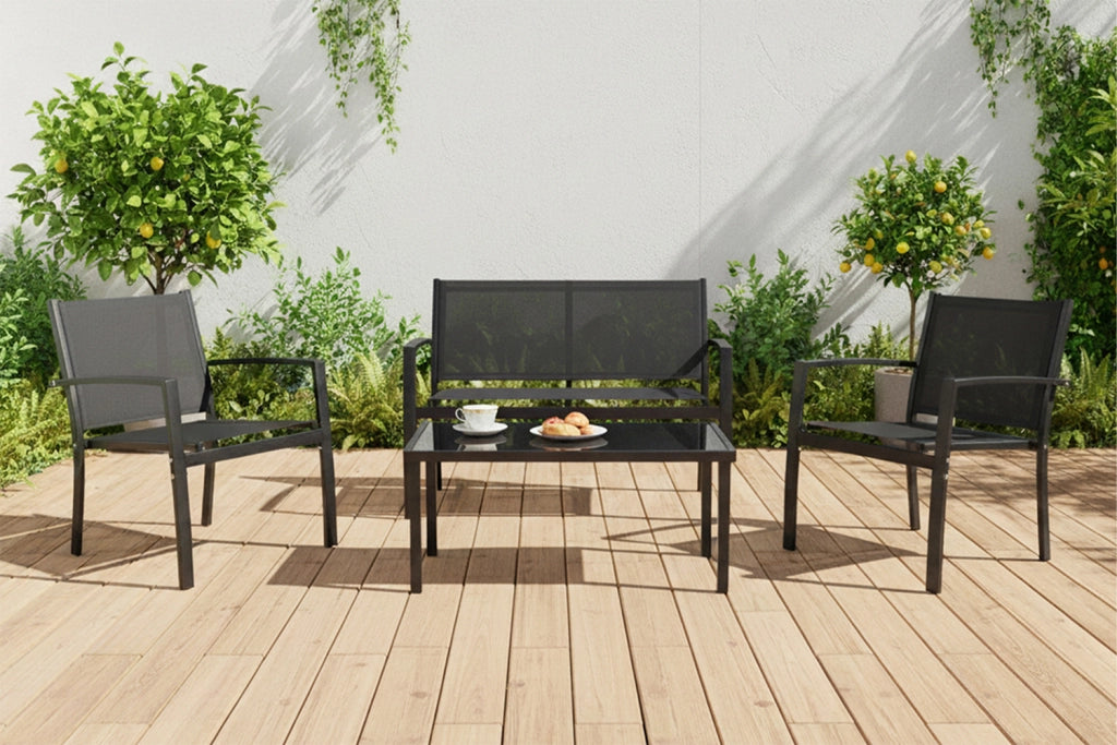 Set salotto da giardino in textilene nero, salotto da esterno - Capri - ST10CA