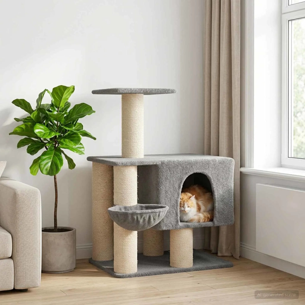 Albero per gatti con pali per graffiare in sisal Grigio Chiaro 42033055