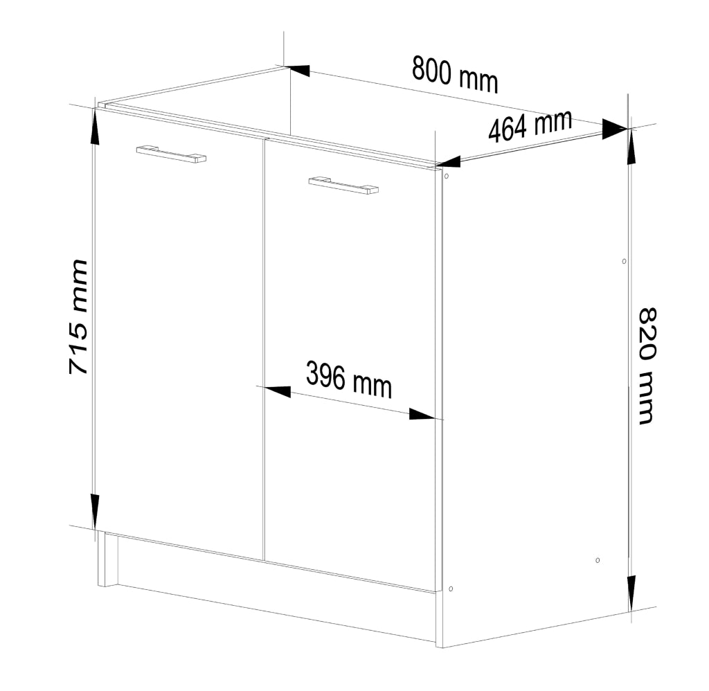 Mobile da cucina per incasso del forno AKORD S80 sistema OLIWIA Bianco 80 cm 2 ante 80x46x82 cm