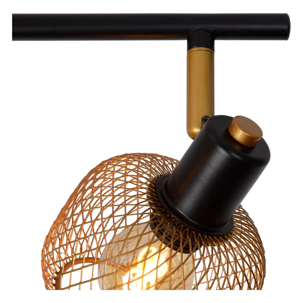 Plafoniera loft 4 faretti nero-oro 76cm Lucide Maren