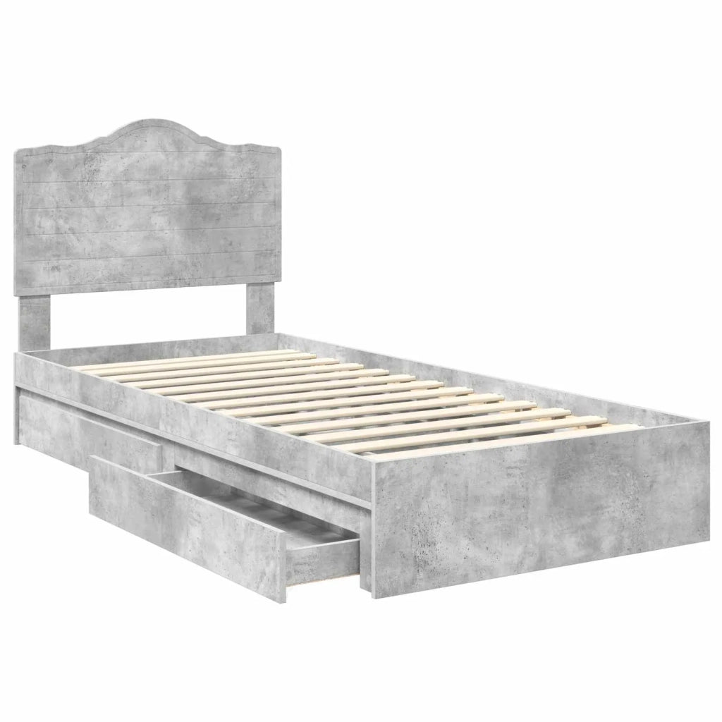 Letto con Contenitore con cassetto Grigio cemento 70 x 190 cm