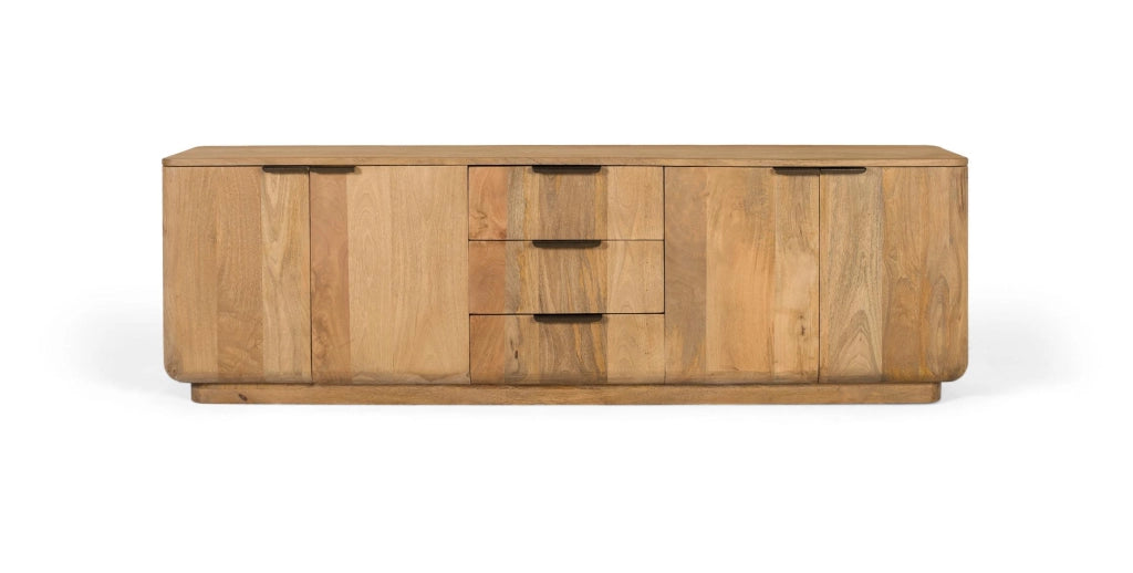 Credenza in legno di mango in colore naturale con angoli arrotondati