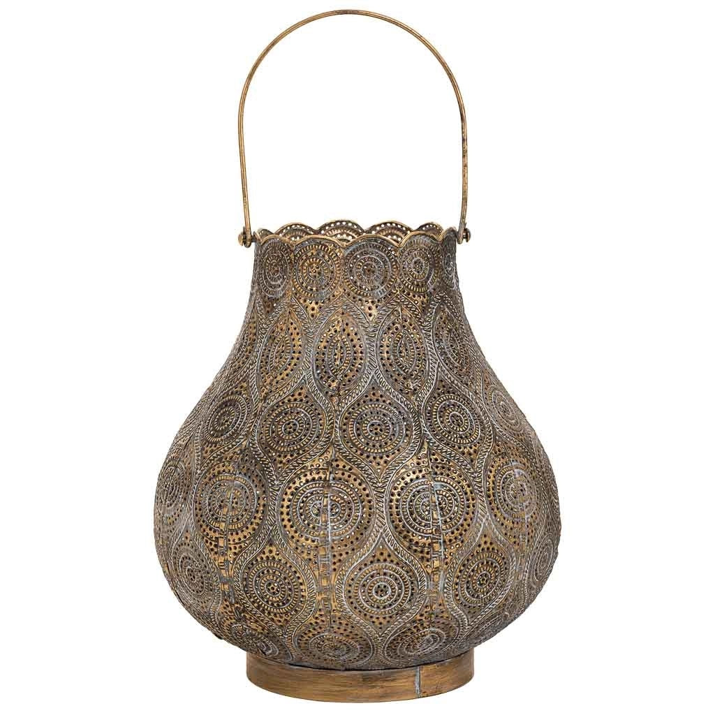 Portacandele in metallo marrone 25,5x25,5x28h cm