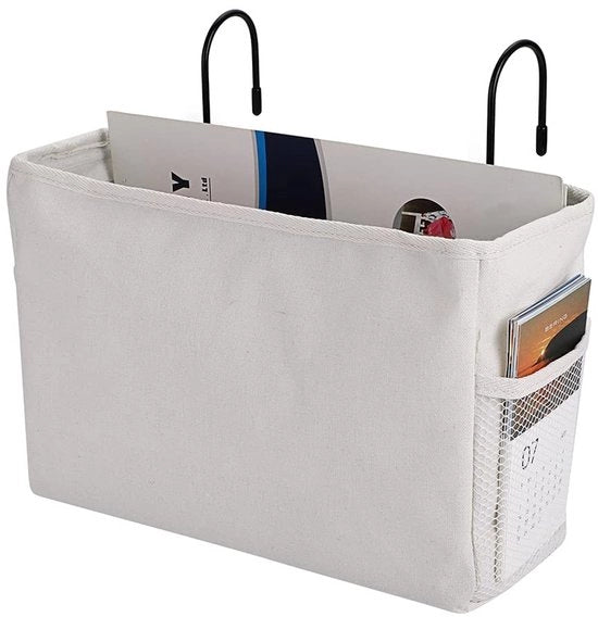 Organizzatore appeso per letto a castello - Raccoglitore - Conserva spazio - Dimensioni 28 x 10 x 19 cm - Bianco