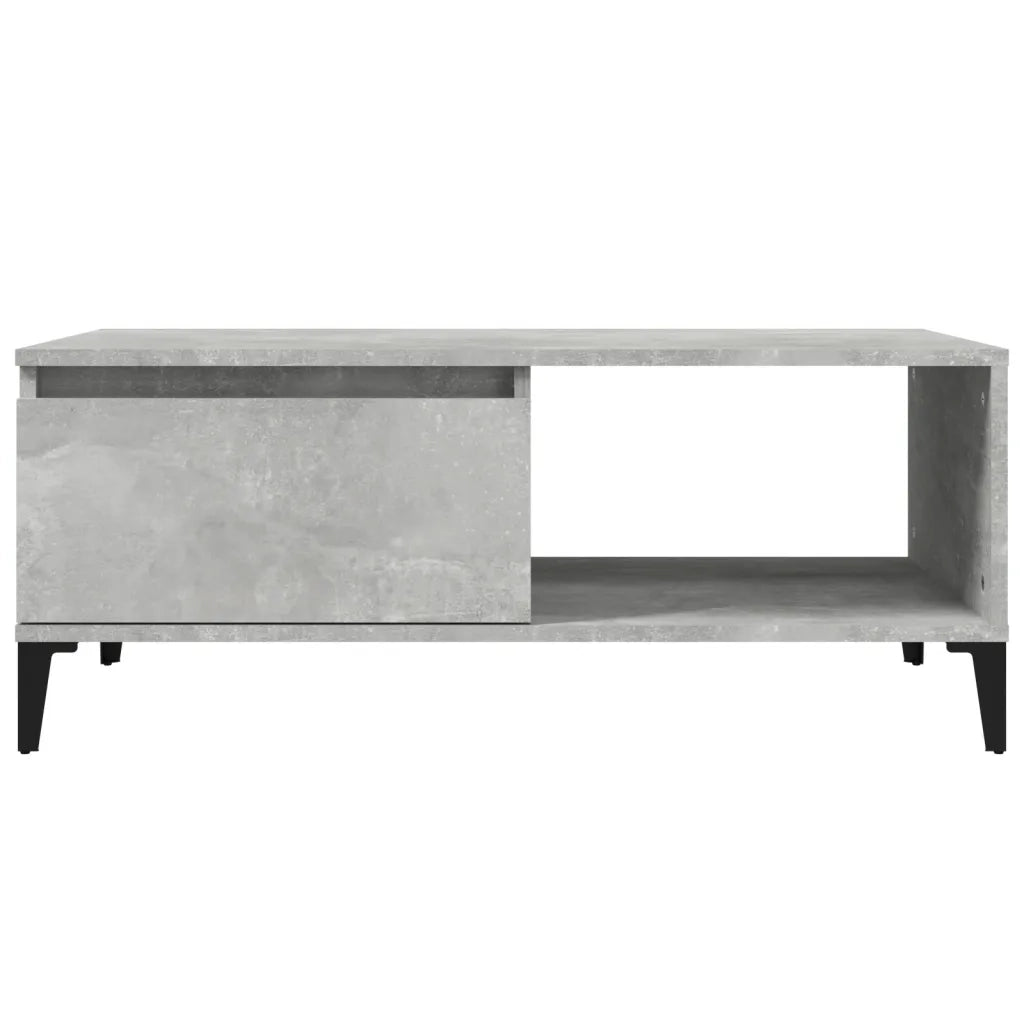 Tavolino Salotto Grigio Cemento 90x50x36,5 cm Legno Multistrato 821056