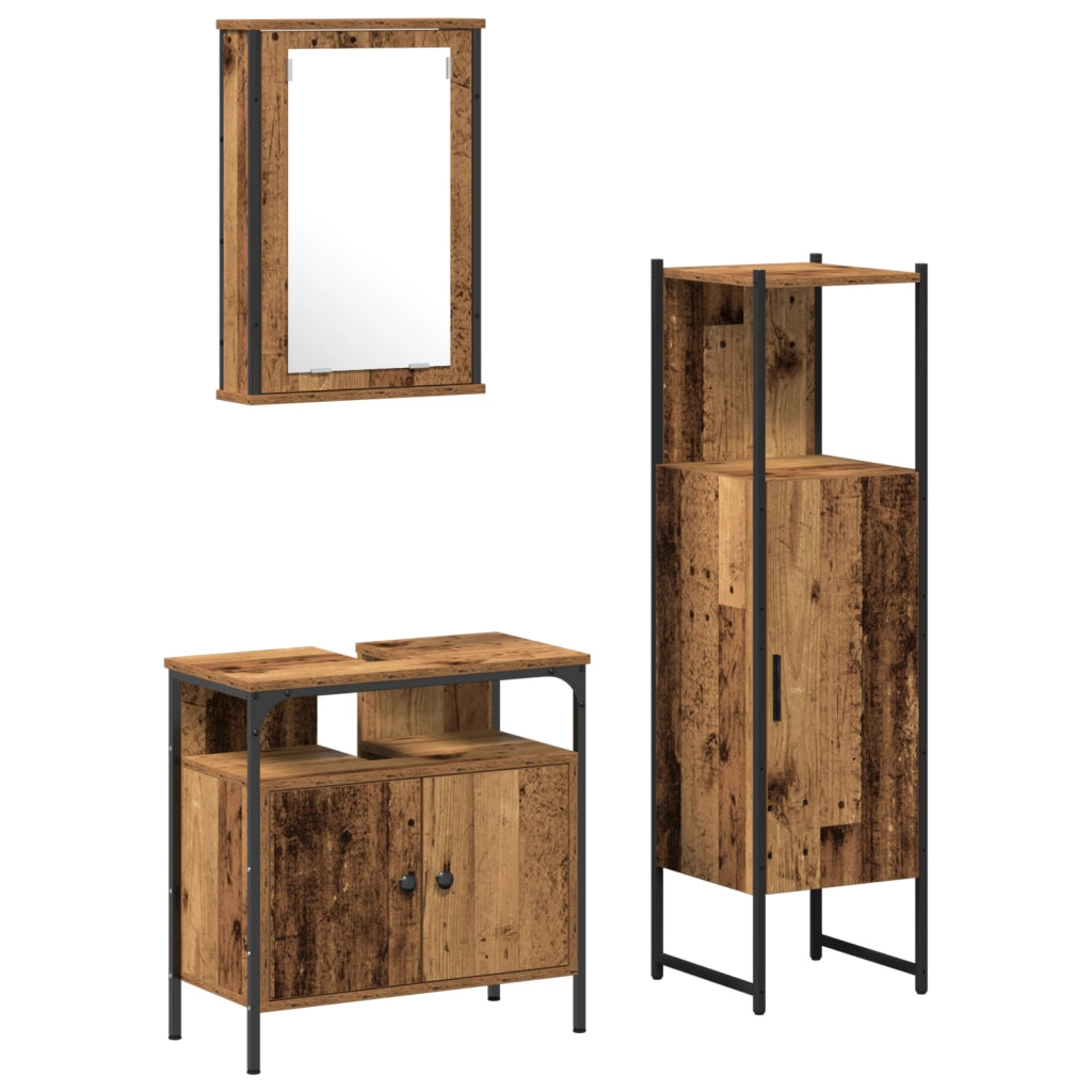Set mobili bagno 3 pezzi Legno invecchiato Legno ingegnerizzato