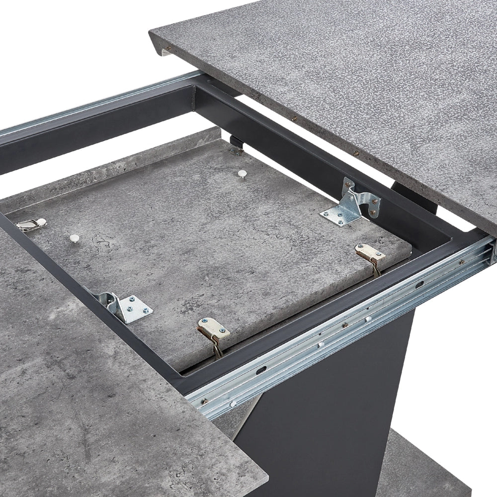 Tavolo da pranzo allungabile con effetto cemento 160/200x90cm per 8 persone grigio e nero soggiorno cucina 