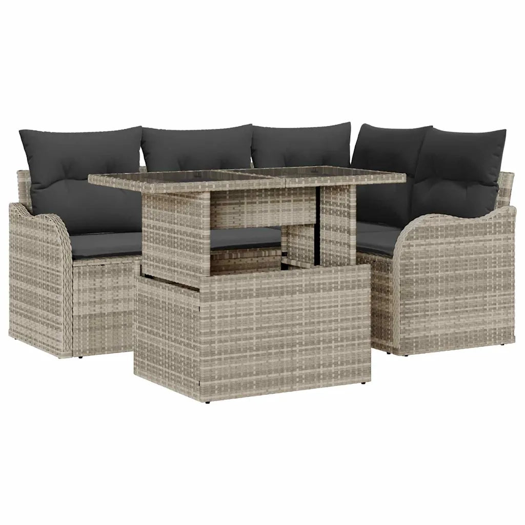 Set Divano da Giardino con cuscino 5 pcs Grigio chiaro 3357195