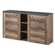Credenza design 155cm per soggiorno colore noce e nero effetto legno collezione SANTIAGO.