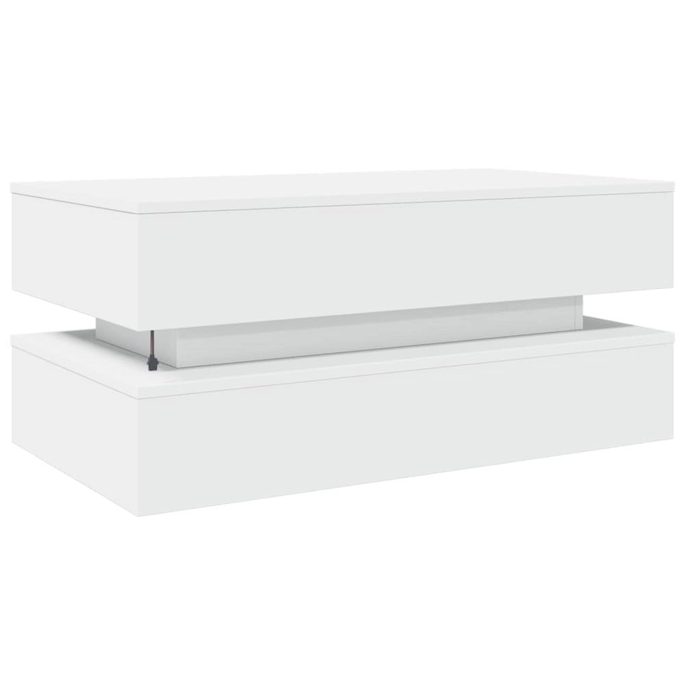 Coffee Table With LED Lights White 90x50x40 Cm