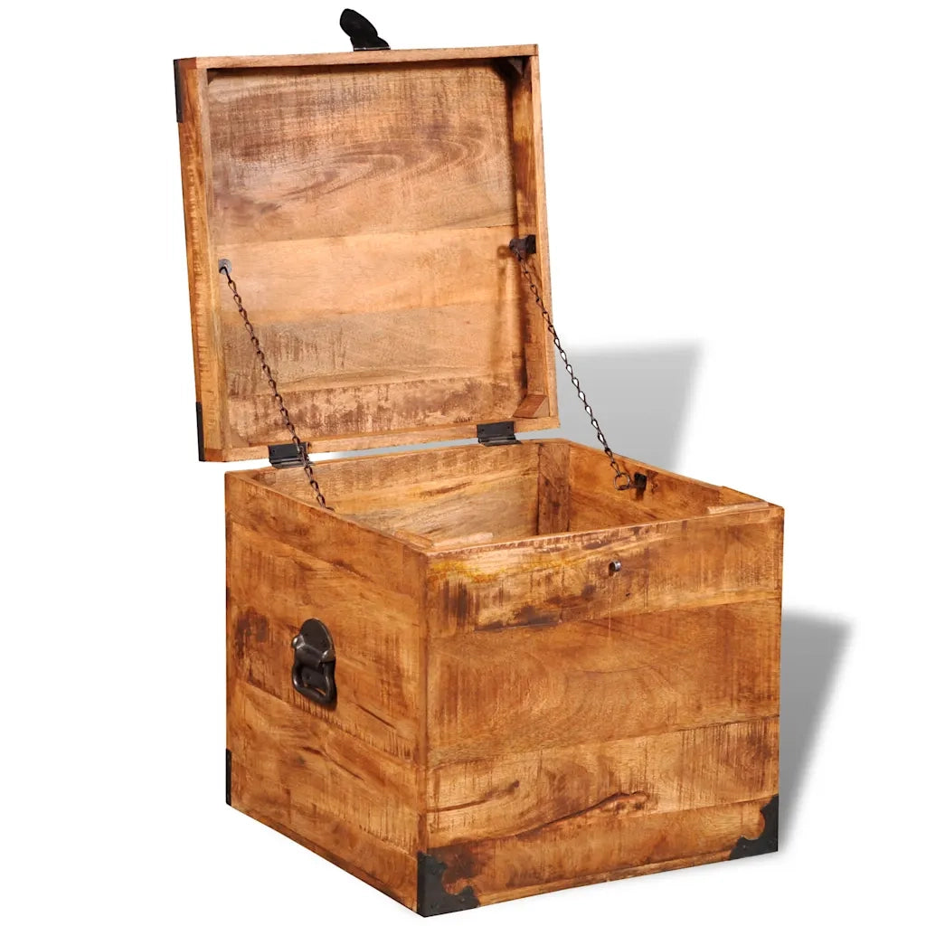 Cassapanca di Stoccaggio-Baule-Cassa a Cubo in Legno Ruvido di Mango