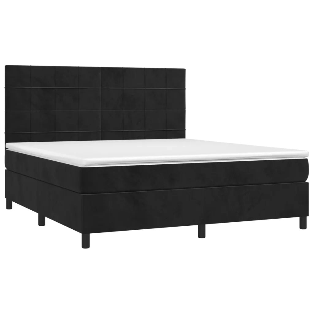 Letto a Molle con Materasso e LED Nero 180x200 cm in Velluto 3136139