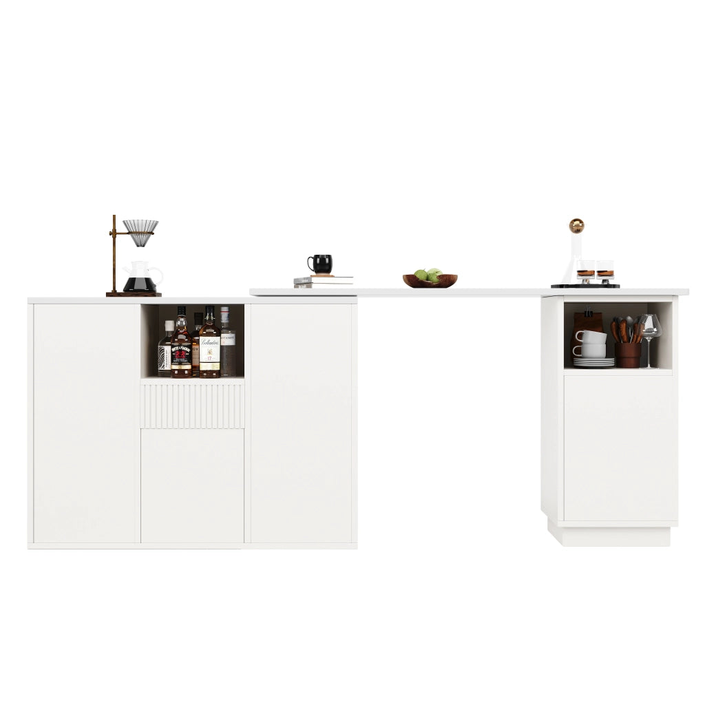 Tavolo bar rotante 360¡ã - Zephmum- Bianco, design moderno, piano in marmo, spazio aperto