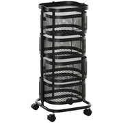 EasyComfort Carrello Portavivande con 4 Cestelli, Piano d'Appoggio e Ruote, in Acciaio e PP, 33x33x77 cm