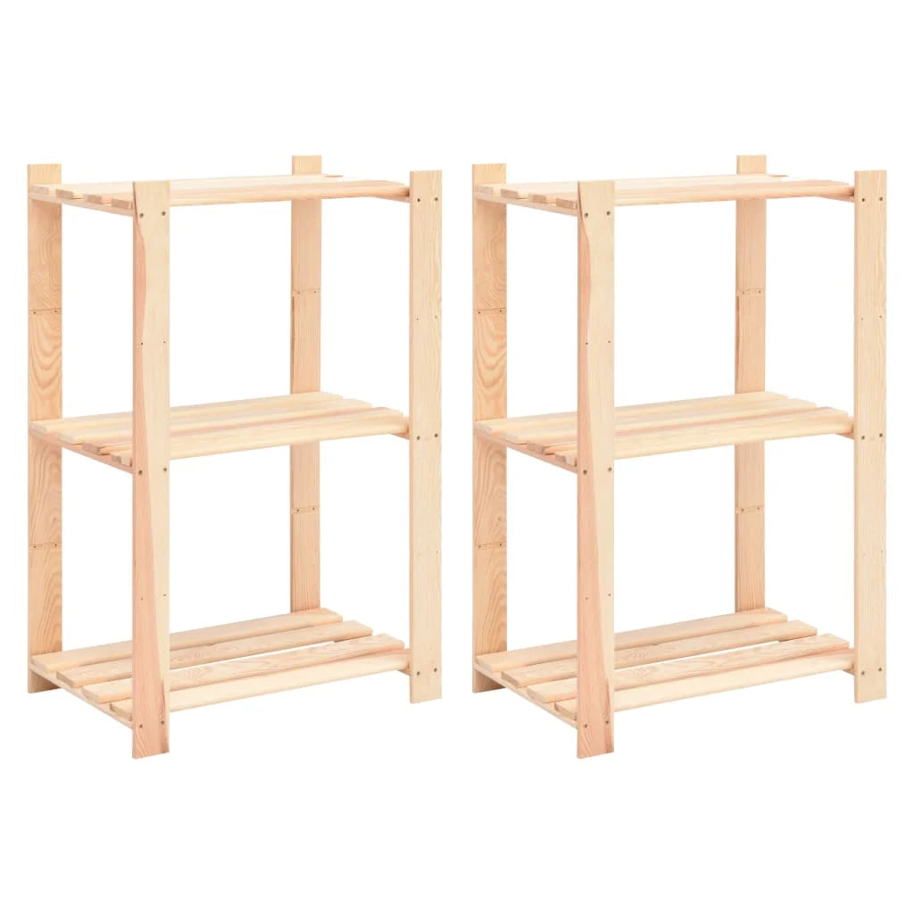 Set di 2 ripiani portaoggetti a 3 livelli 60 x 38 x 90 cm pino 150 kg beige 02_0000675