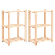 Set di 2 ripiani portaoggetti a 3 livelli 60 x 38 x 90 cm pino 150 kg beige 02_0000675