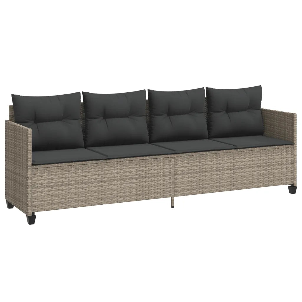 Lettino Prendisole con Cuscini Grigio Chiaro in Polyrattan 368331