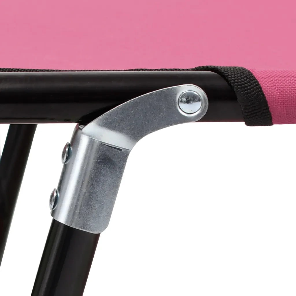Lettino Prendisole Pieghevole in Acciaio Rosa 310349