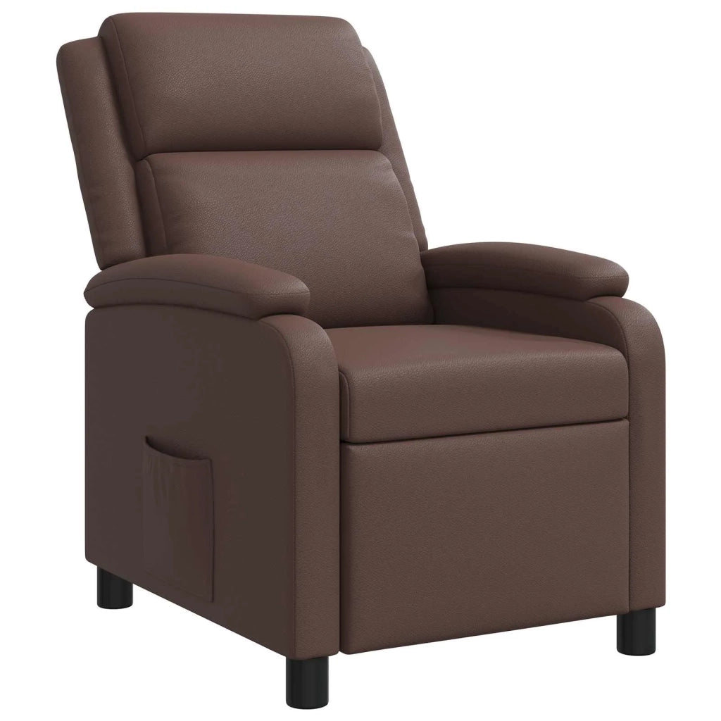 Divano Sedia-Poltrona reclinabile Marrone Similpelle 309832