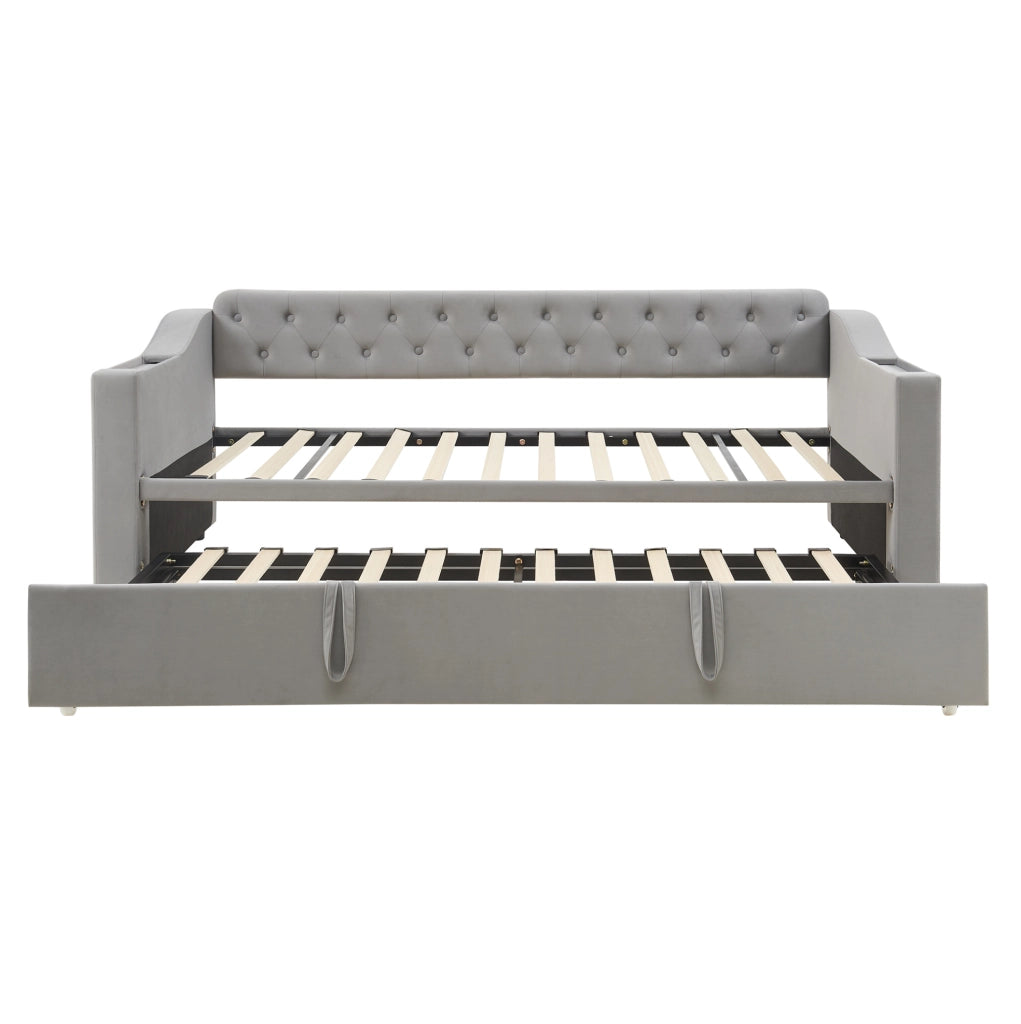 Letto imbottito 90x190 cm convertibile con rete a doghe in velluto