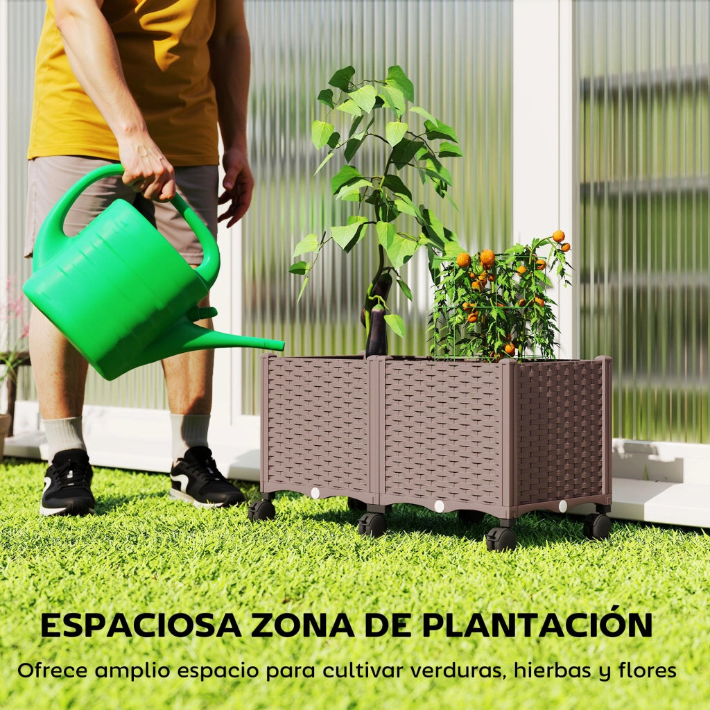 Fioriera da Giardino con Ruote e Drenaggio ¨C zephmum ¨C 80x40x43 cm Marrone
